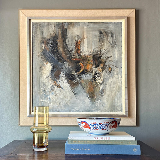 Mid Century Abstract Oil Painting From Sweden