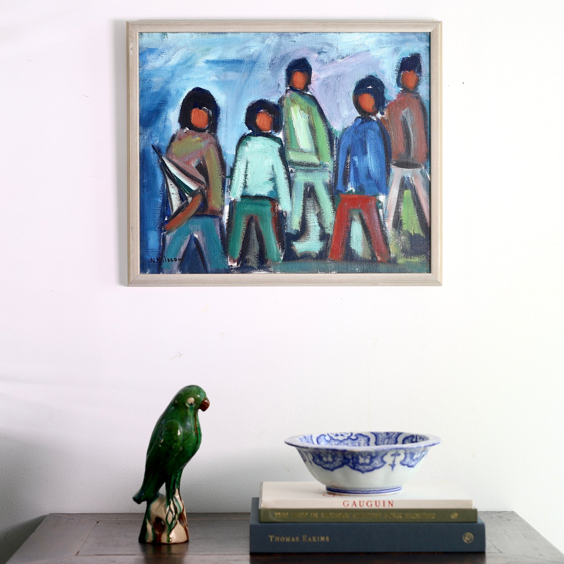 Swedish Vintage Figurative Oil Painting From Sweden By N Nilsson