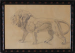 Antique Art School Drawing of Lion Sculpture From Sweden