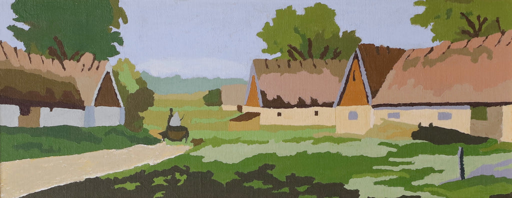 Mid Century Original Farmhouse Oil Painting From Sweden