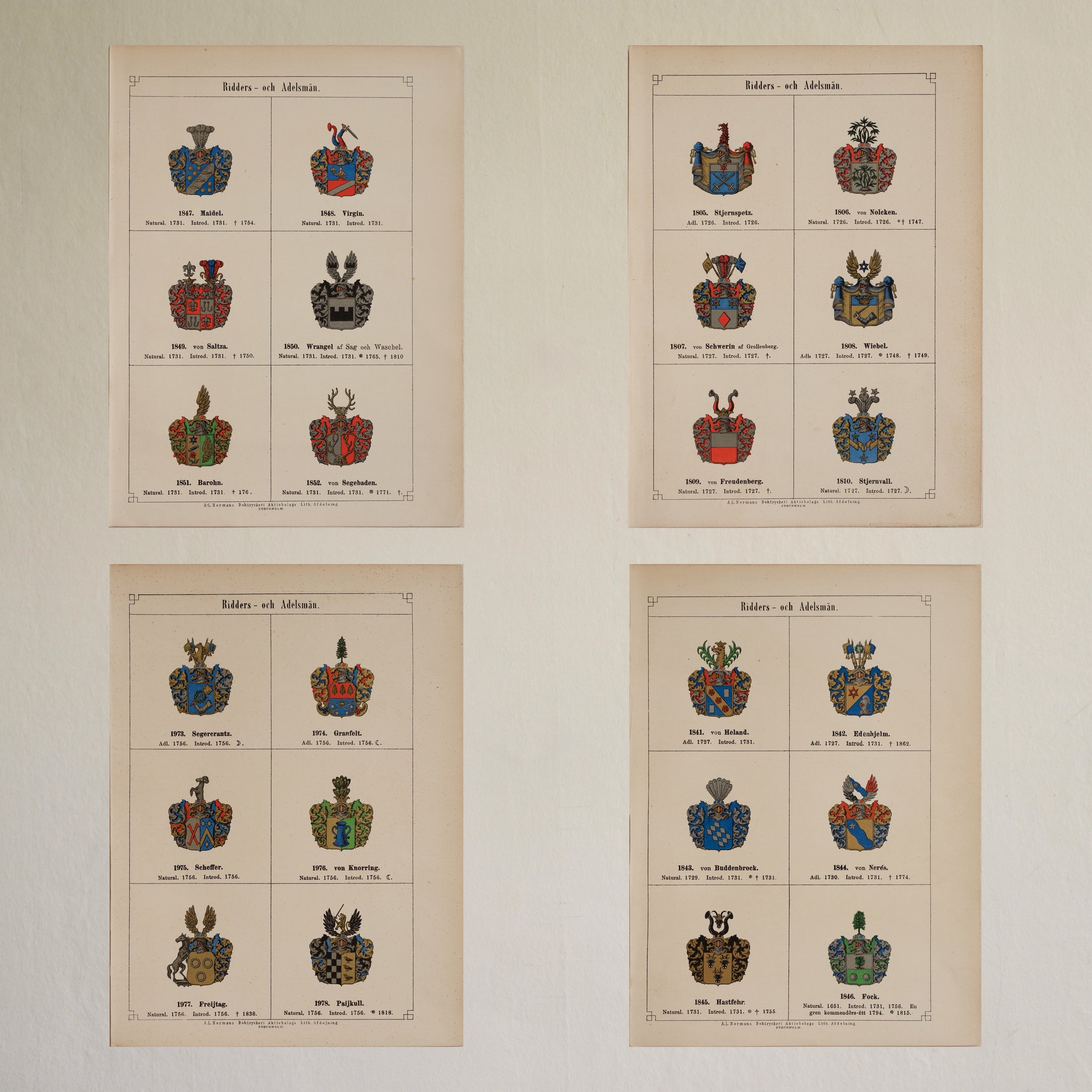 Heraldic Crests of Swedish Knights and Nobility