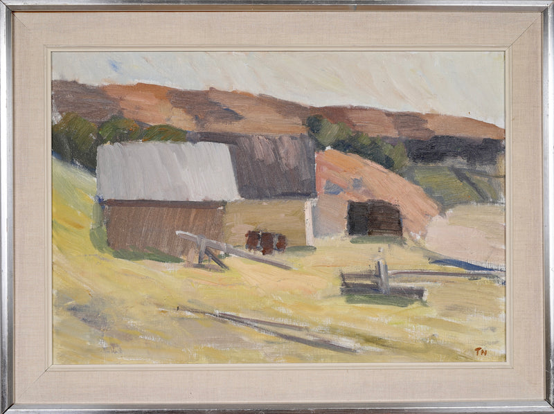 Vintage Landscape Oil Painting by T Nilsson from Sweden