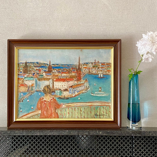 Vintage Mid Century Oil Painting From Sweden
