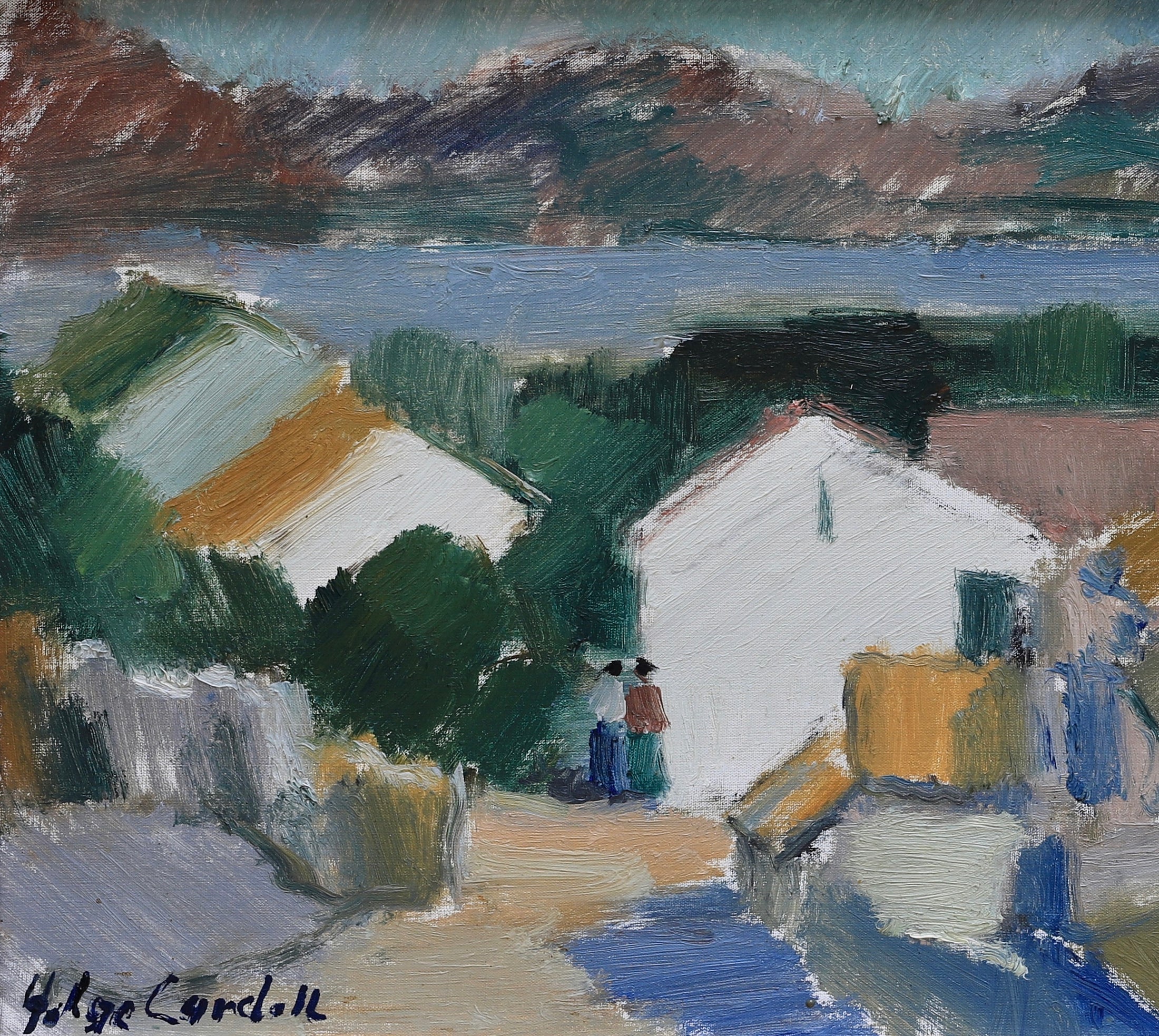 Large Mid Century Original Seascape Oil Painting From Sweden By Helge Cardell