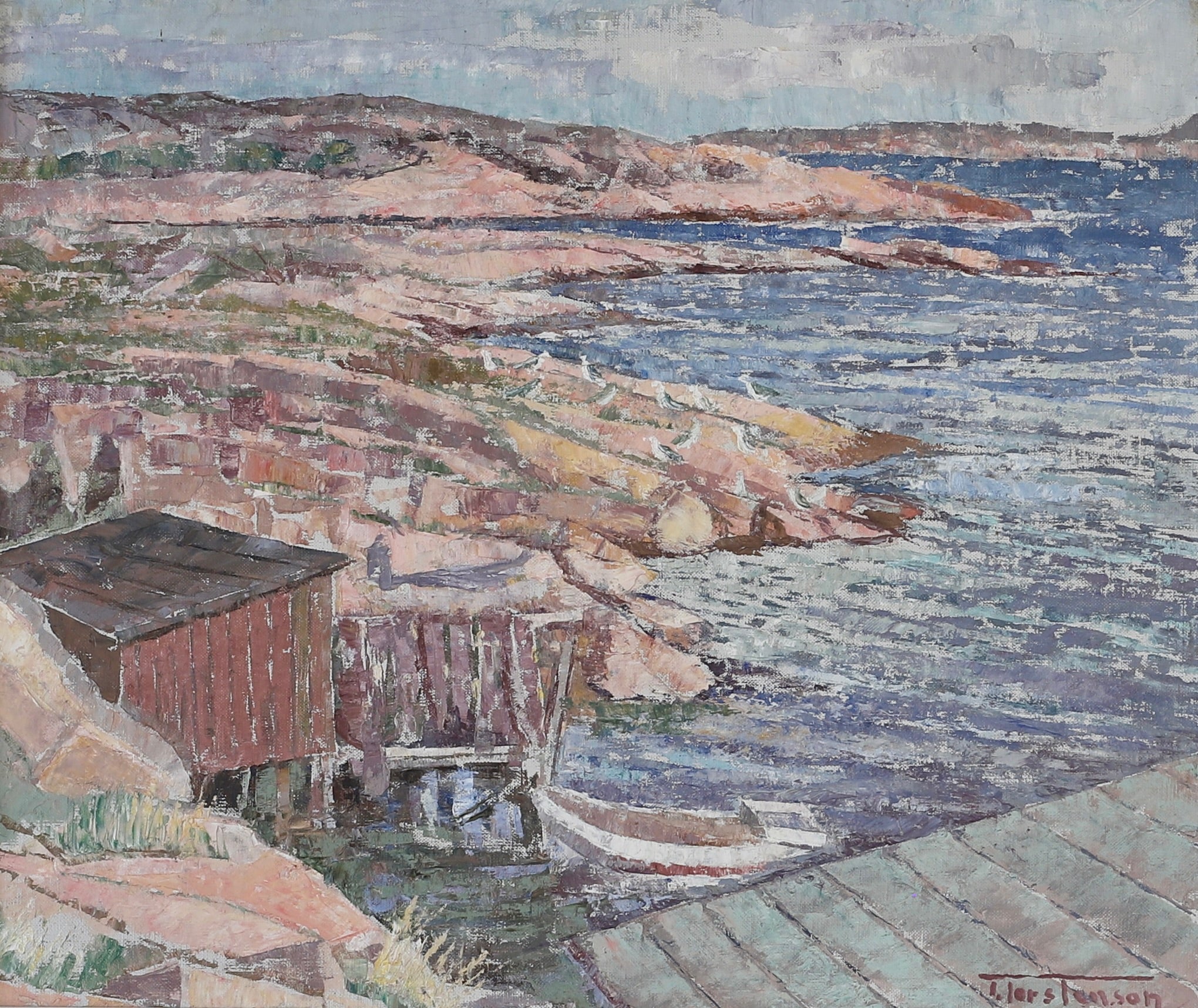 Mid Century Seascape Oil Painting By T Torstensson From Sweden