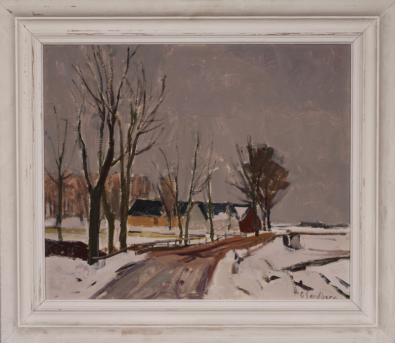 Mid Century Original Landscape Oil Painting From Sweden By G Sandberg