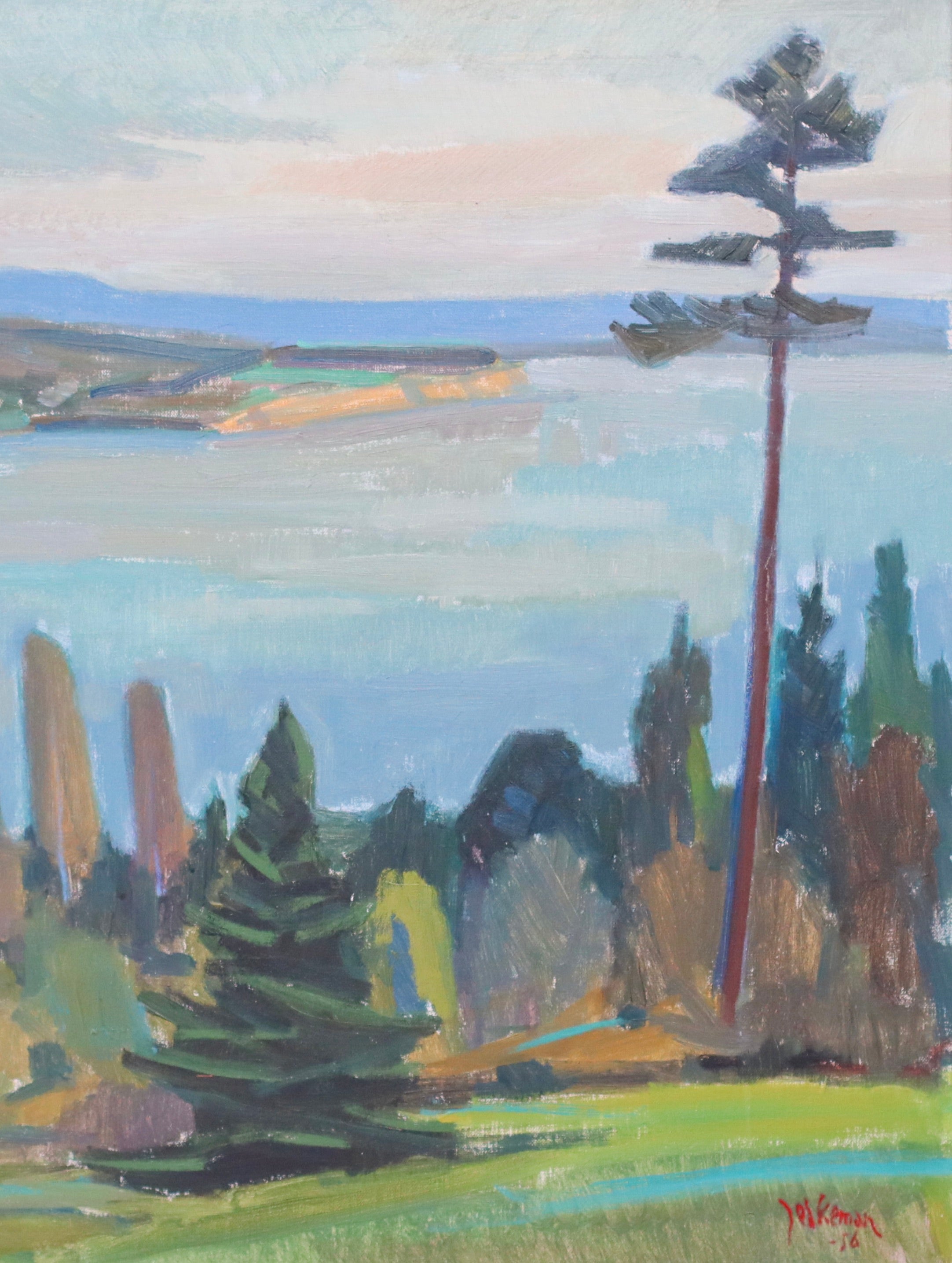 Large Mid Century Oil Painting By Ingvar Jerkeman Sweden 1956