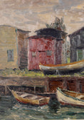 Load image into Gallery viewer, Mid Century Coastal Oil Painting from Sweden By G Berlin
