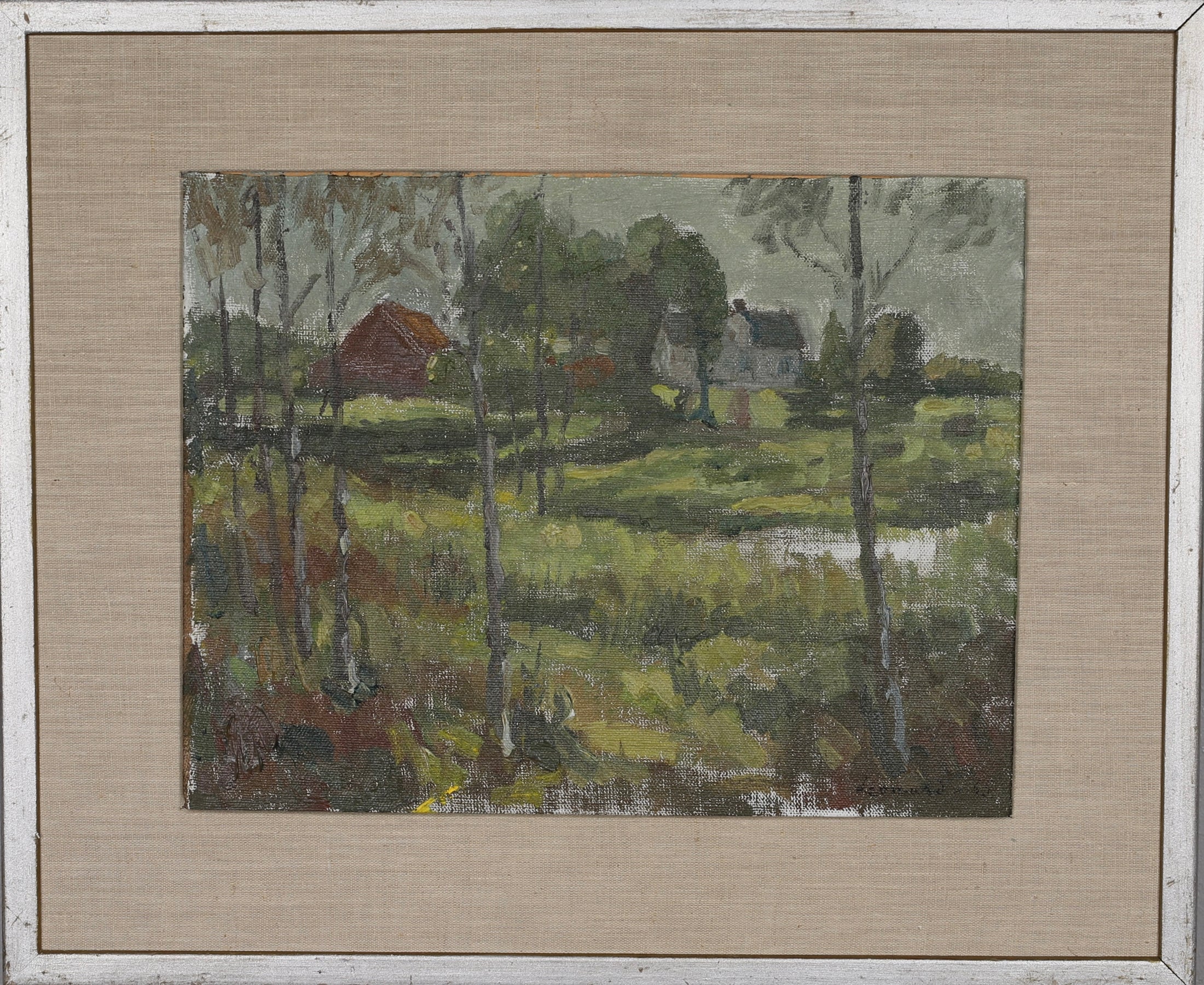 Mid Century Vintage Landscape By E Leonard Sweden