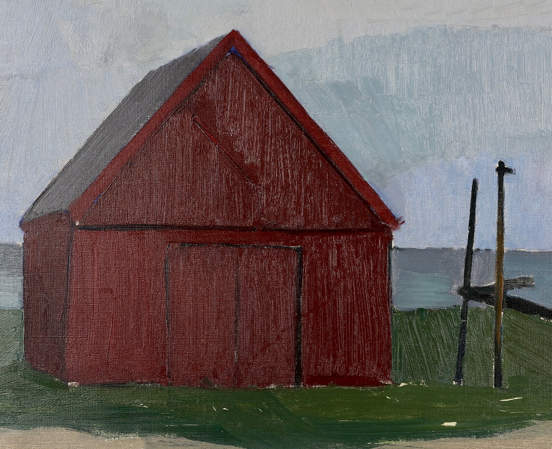 Original Vintage Art Room Mid Century Barn Oil Painting by Börje A from Sweden