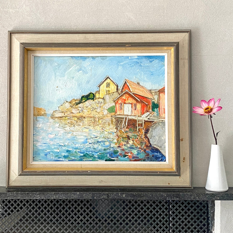 Mid Century Original Oil Painting From Sweden by K Norman