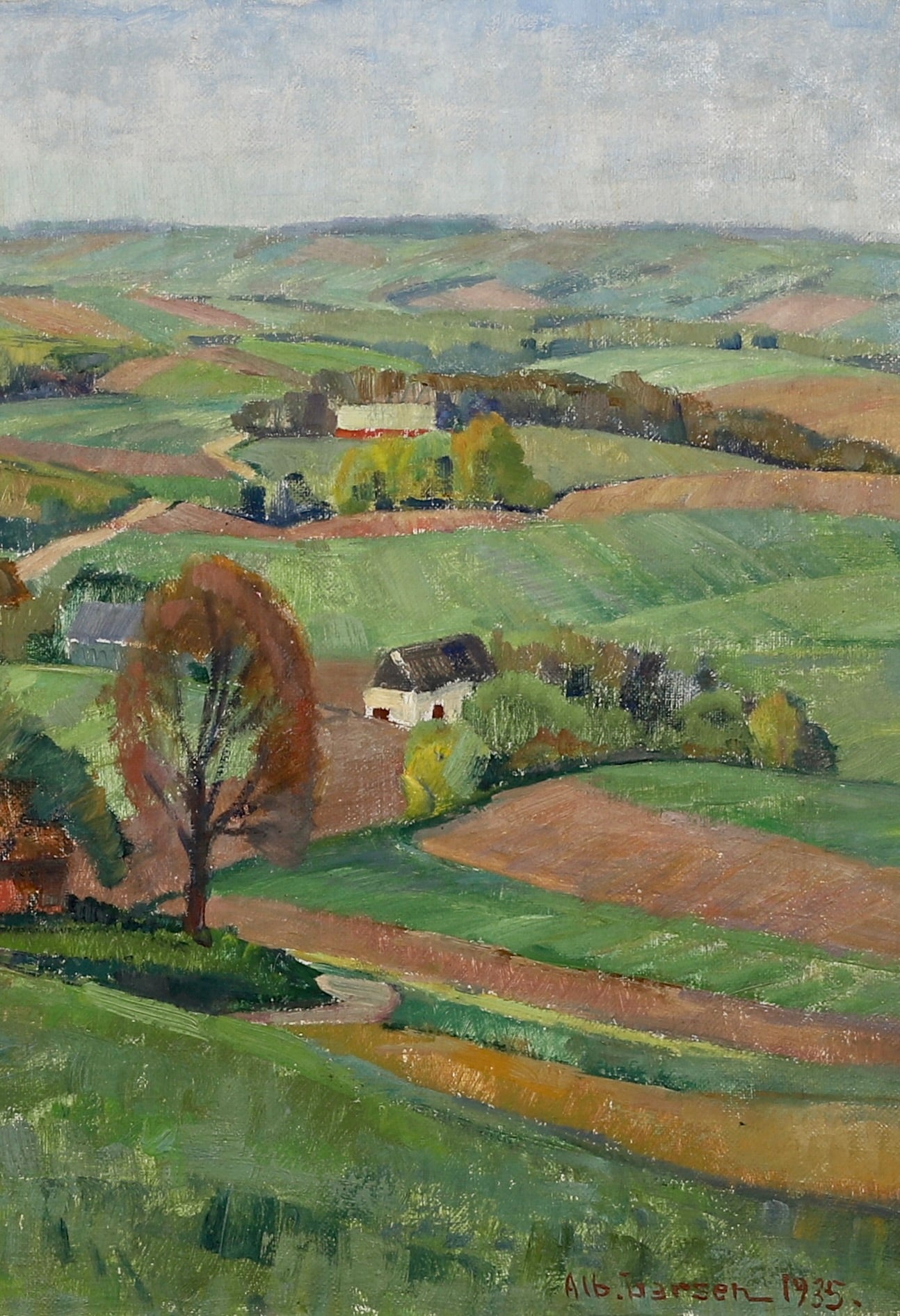 Vintage Art Room Landscape Oil Painting From Sweden by A Larsen 1935