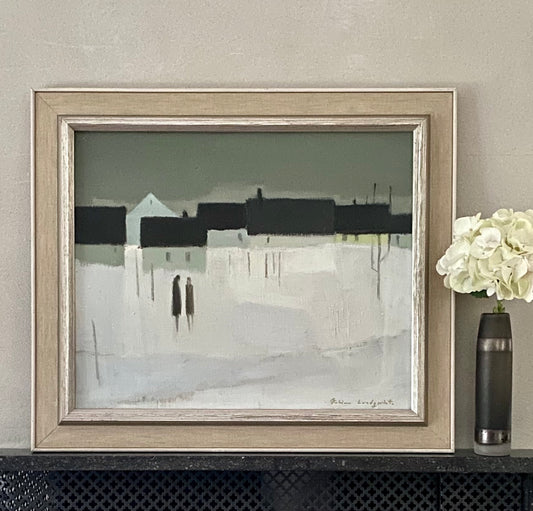 Mid Century Vintage Oil Painting By Listed Artist Fabian Lundqvist
