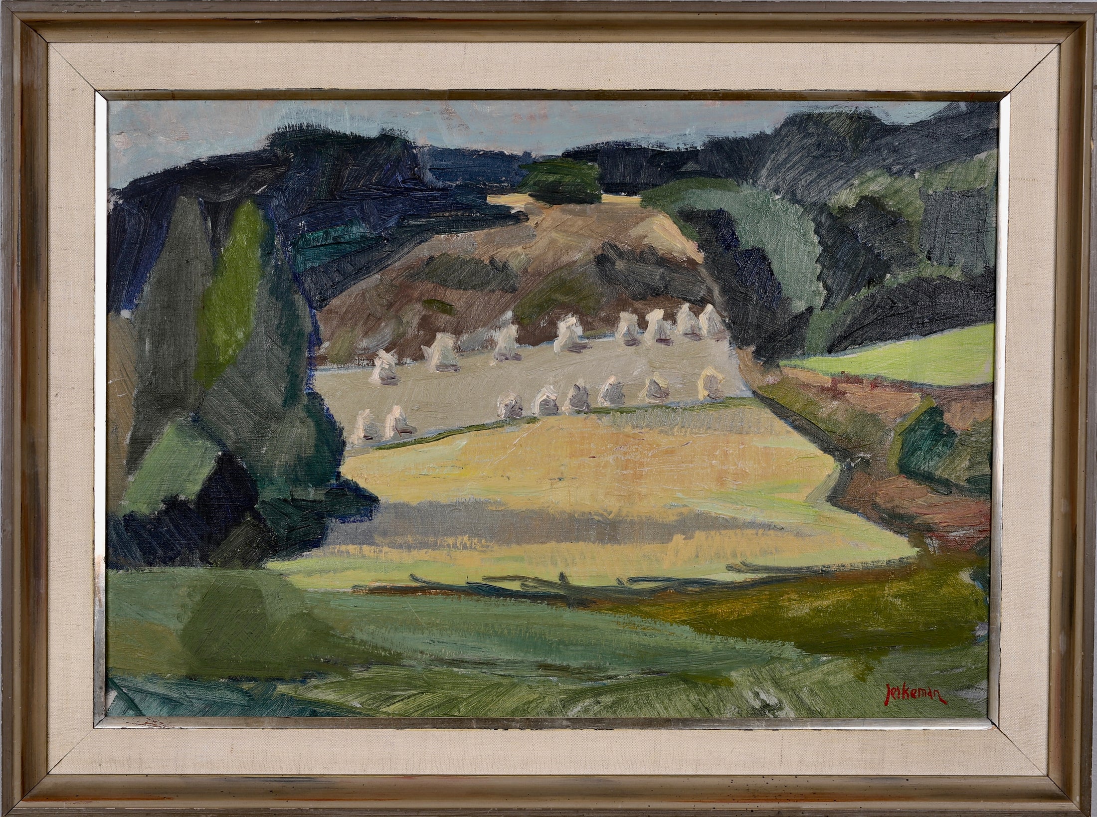 Mid Century Vintage Landscape Oil Painting From Sweden By I Jerkeman