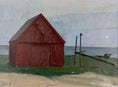 Load image into Gallery viewer, Original Vintage Art Room Mid Century Barn Oil Painting by Börje A from Sweden
