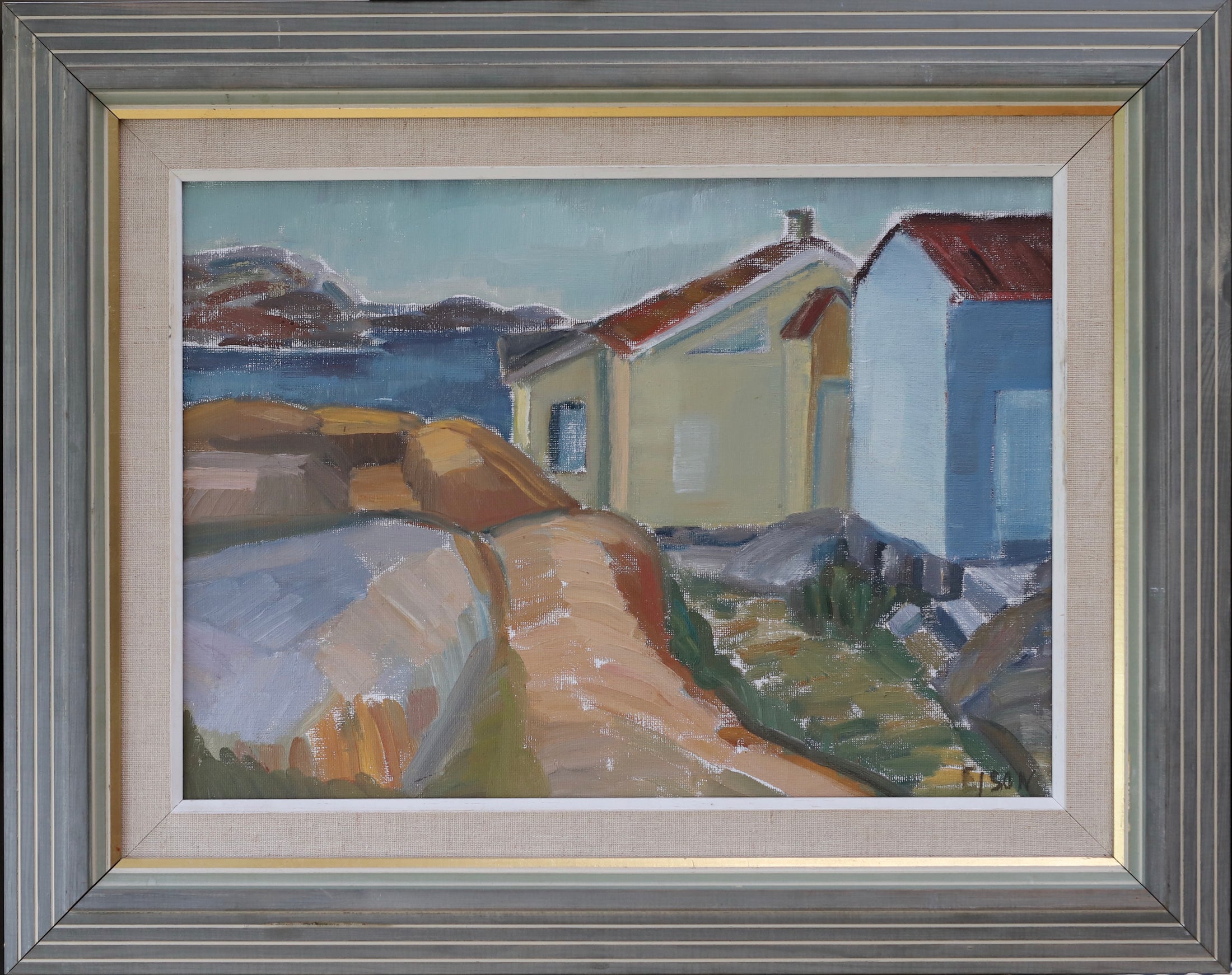 Vintage Art Room Original Seascape Oil Painting From Sweden