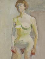 Original Mid Century Figure Oil Painting From Sweden