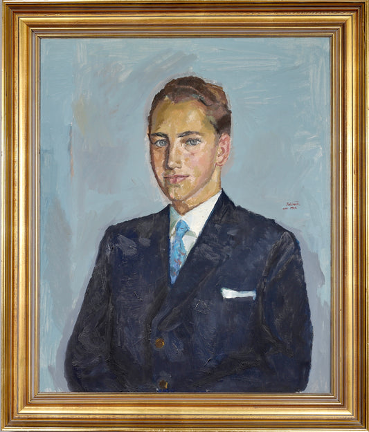 Mid Century Original Portrait Oil Painting From Sweden