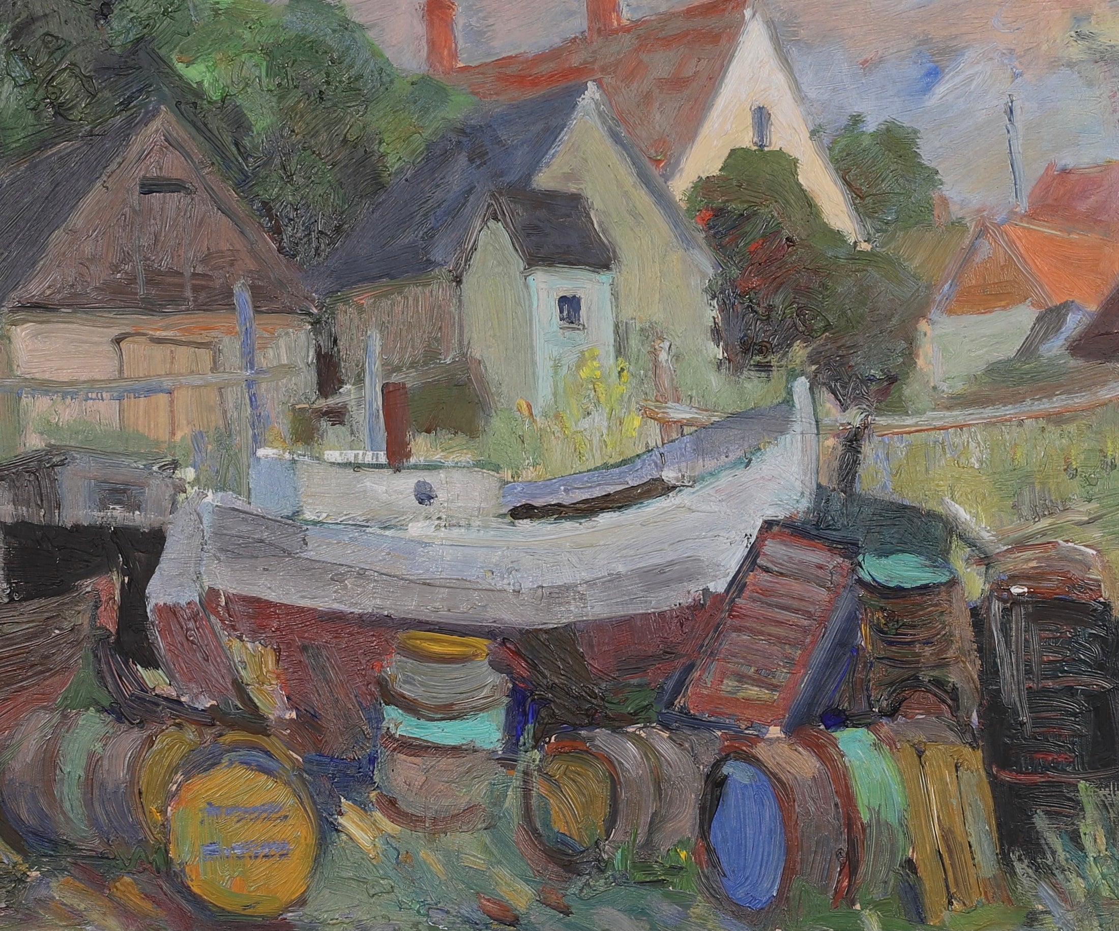 Mid Century Original Oil Painting From Sweden By E Skans
