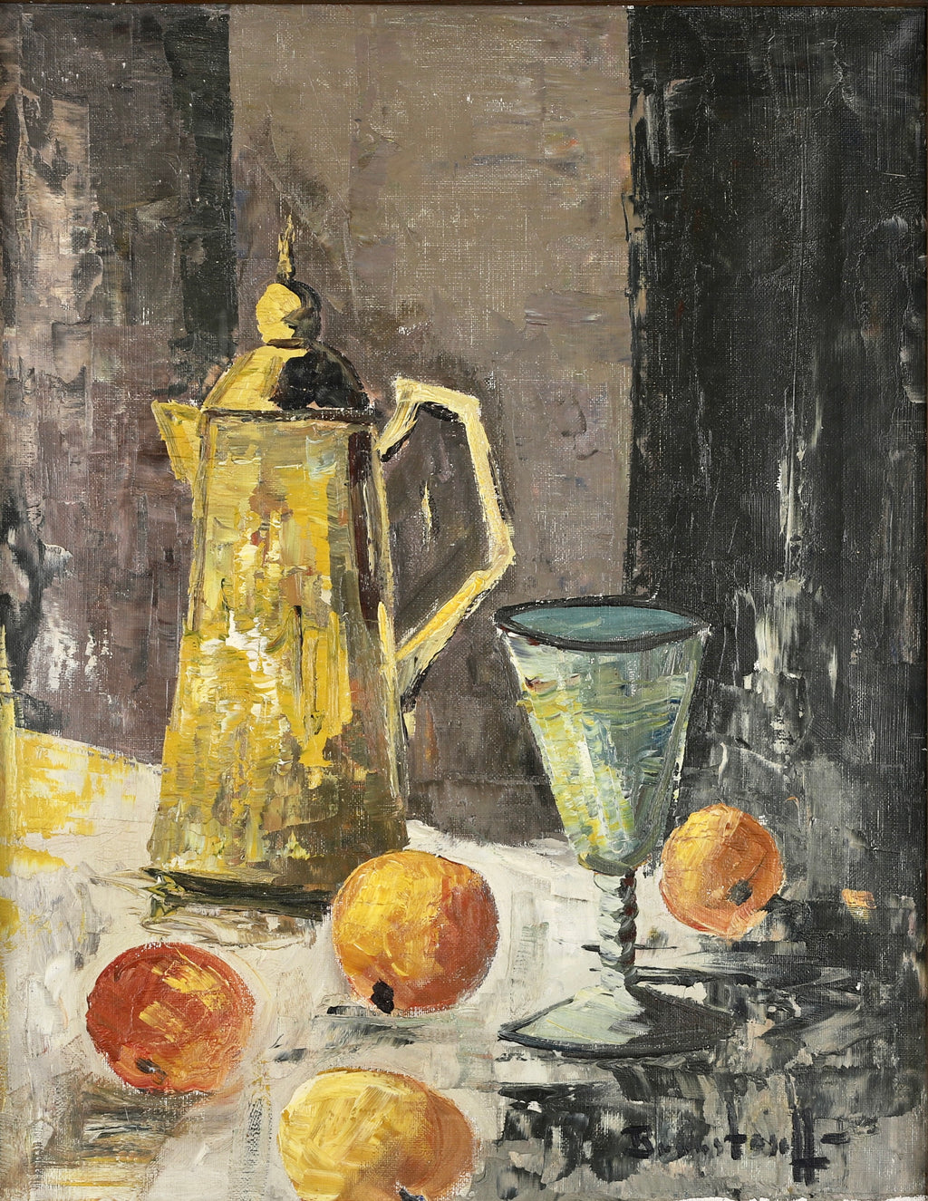 Striking Mid Century Still Life Oil Painting From Sweden