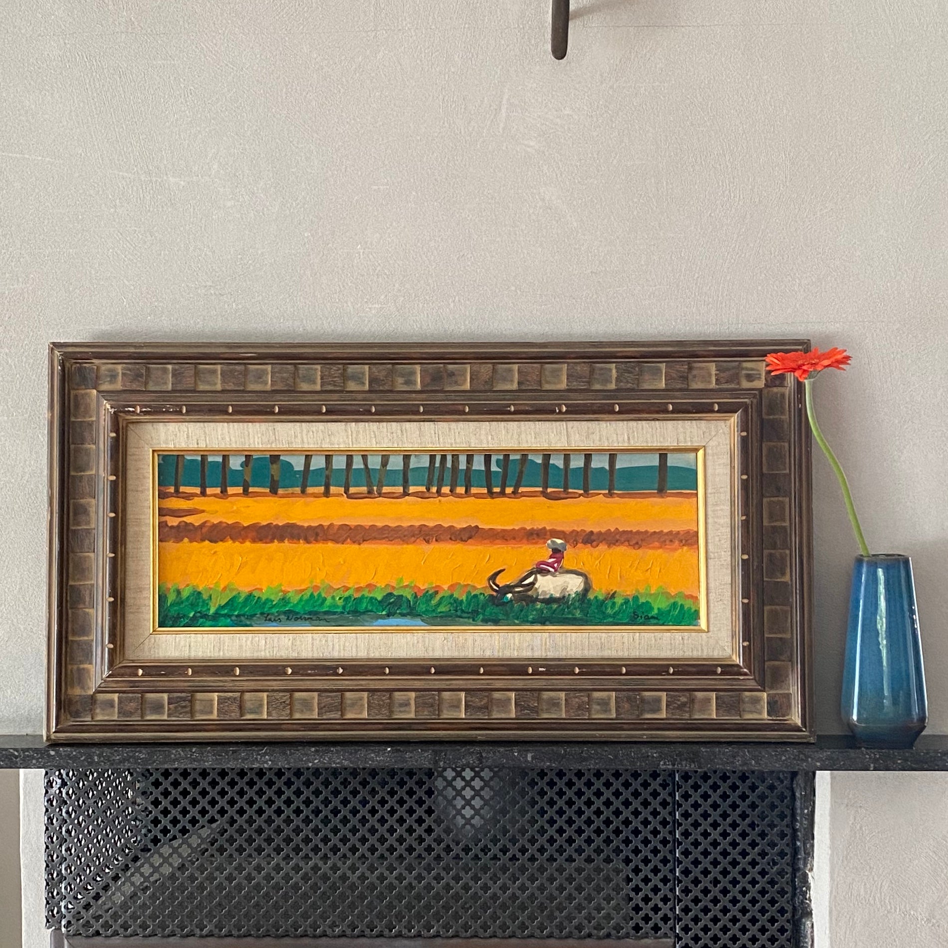 Vintage Art Room Oil Painting From Sweden By Lars Norrman