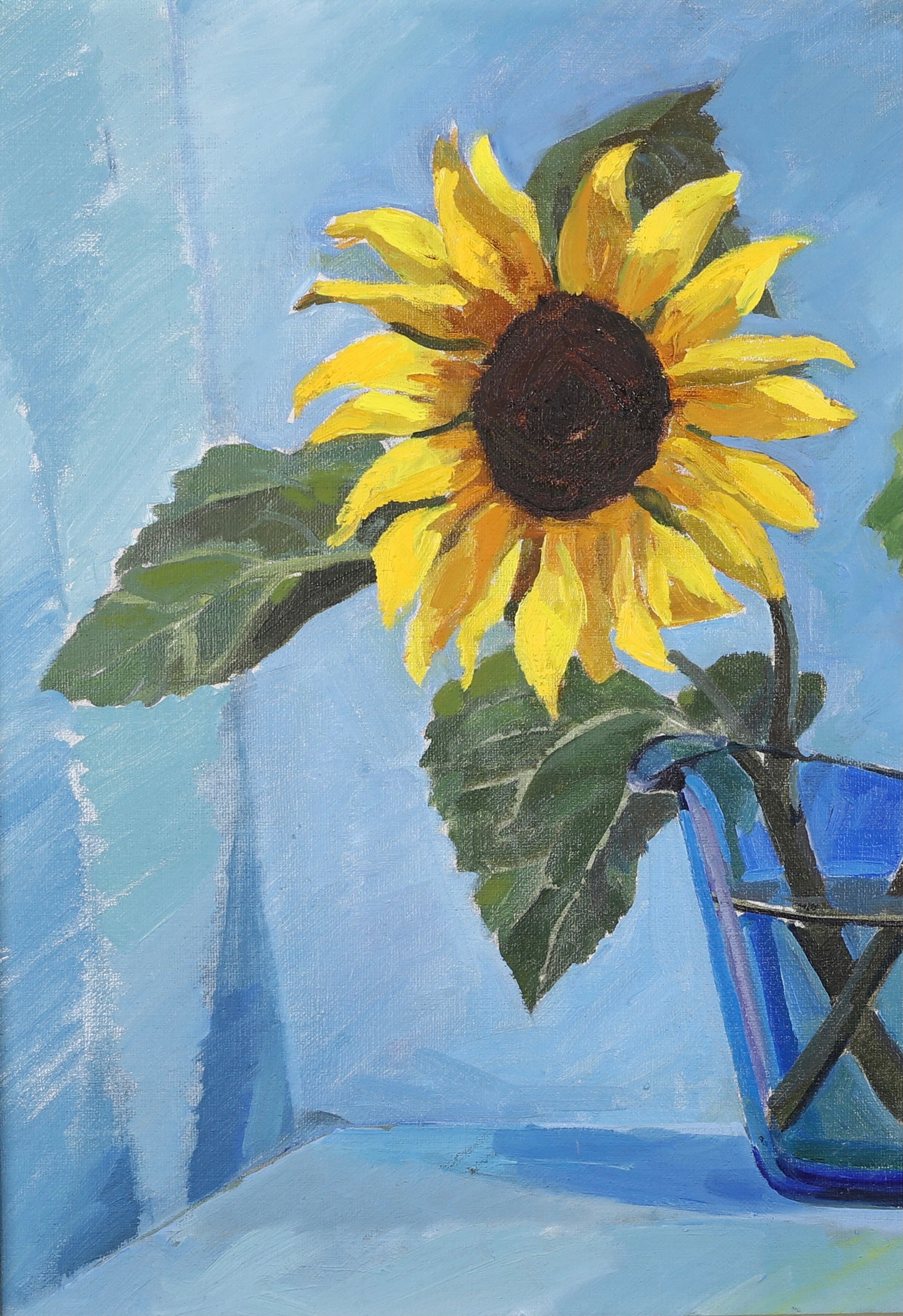 Vintage Art Room Oil Painting Of Sunflowers Sweden