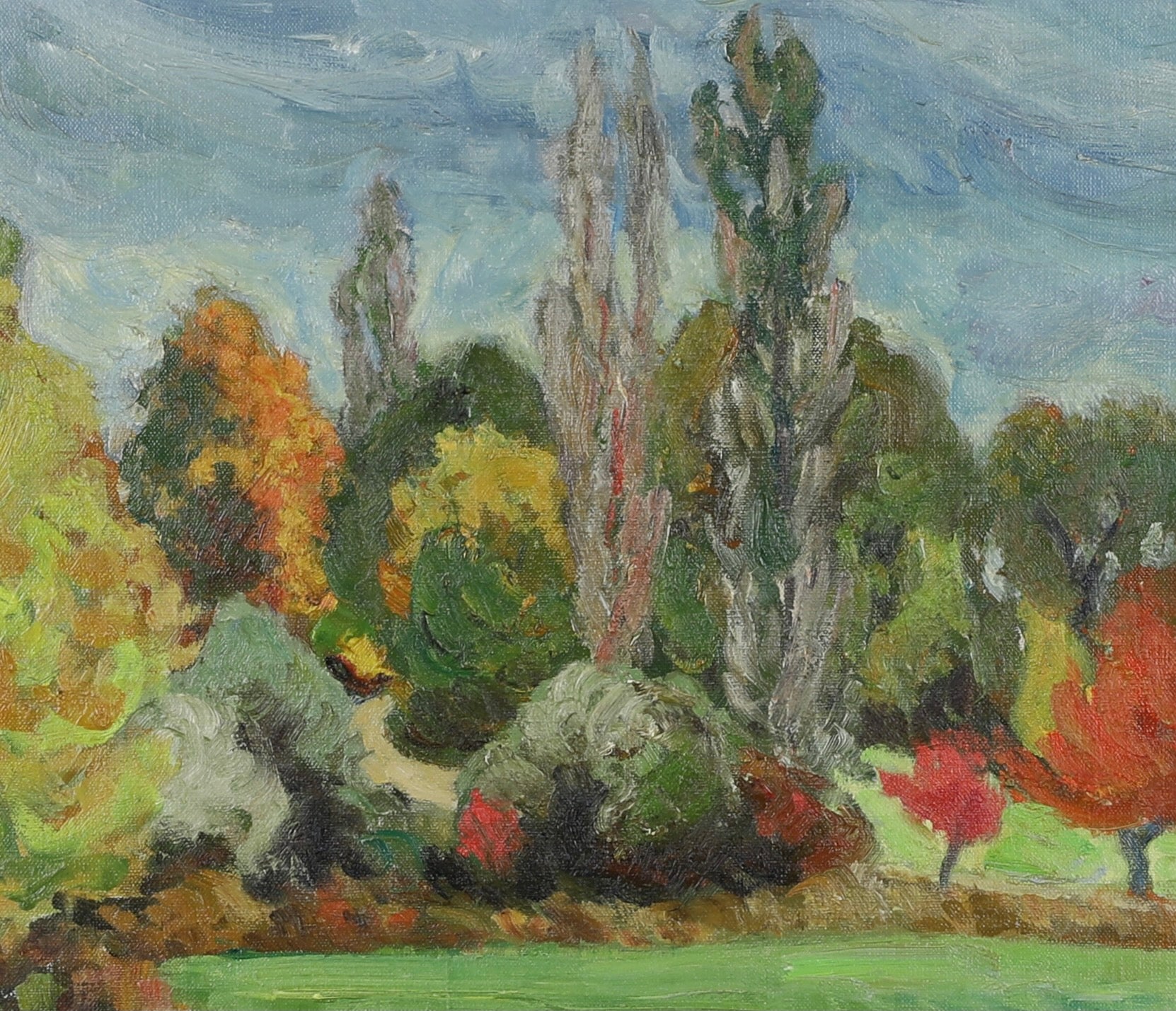 Mid Century Original Landscape Oil Painting From Sweden By A Krüger
