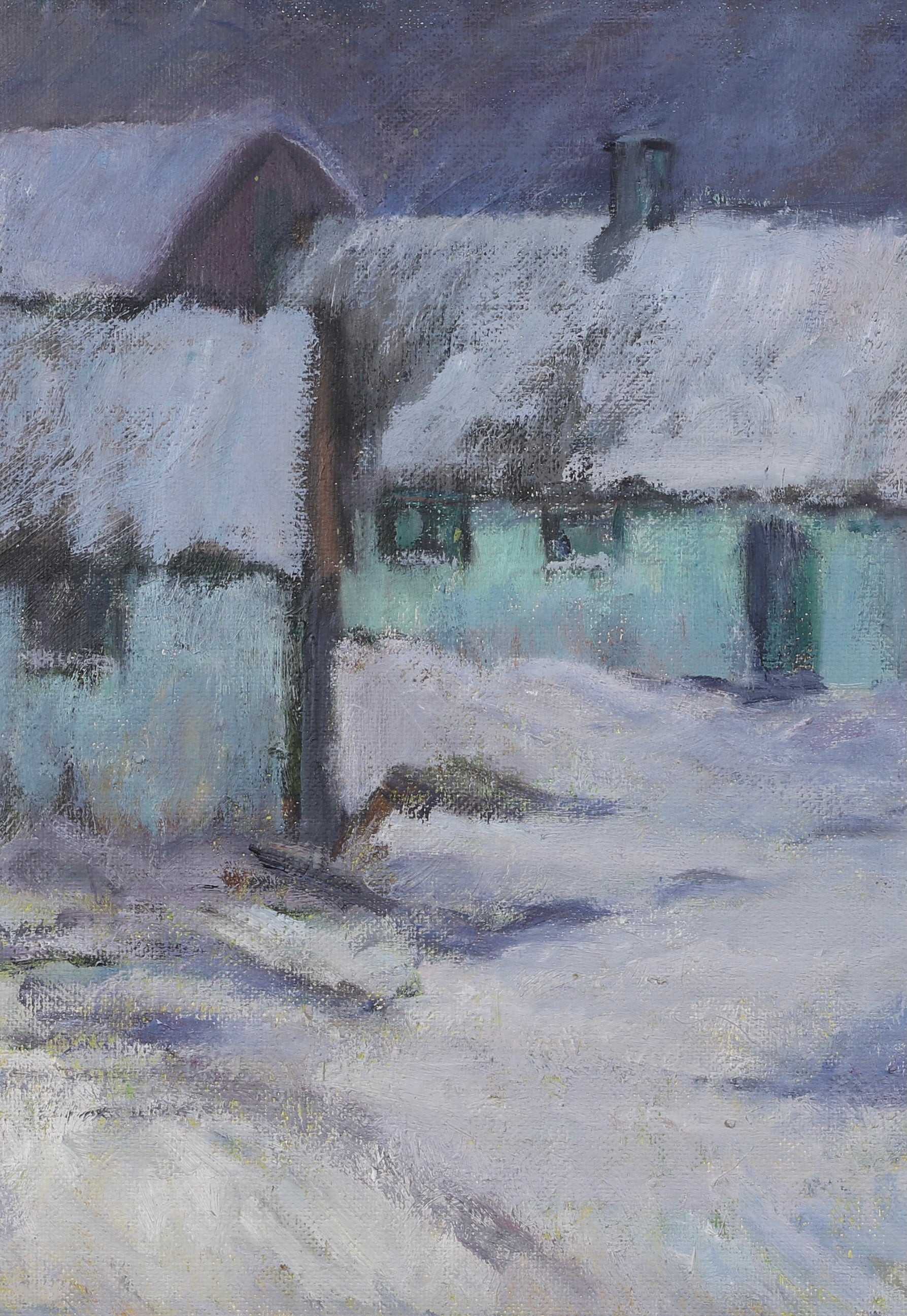 Mid Century Winterscape Oil Painting By E Selander Sweden 1952
