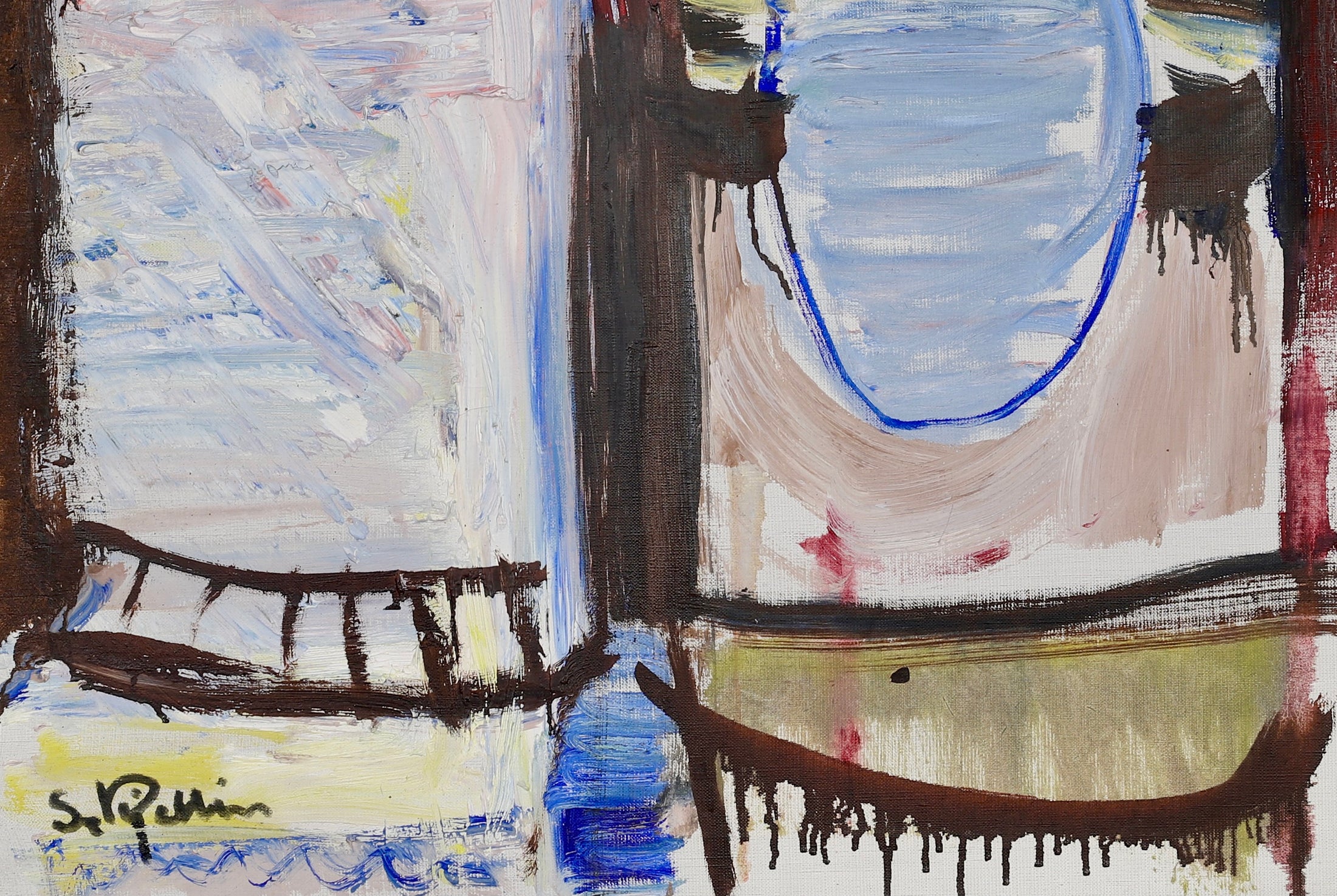 Vintage Mid Century Oil Painting From Sweden by S Kjellin