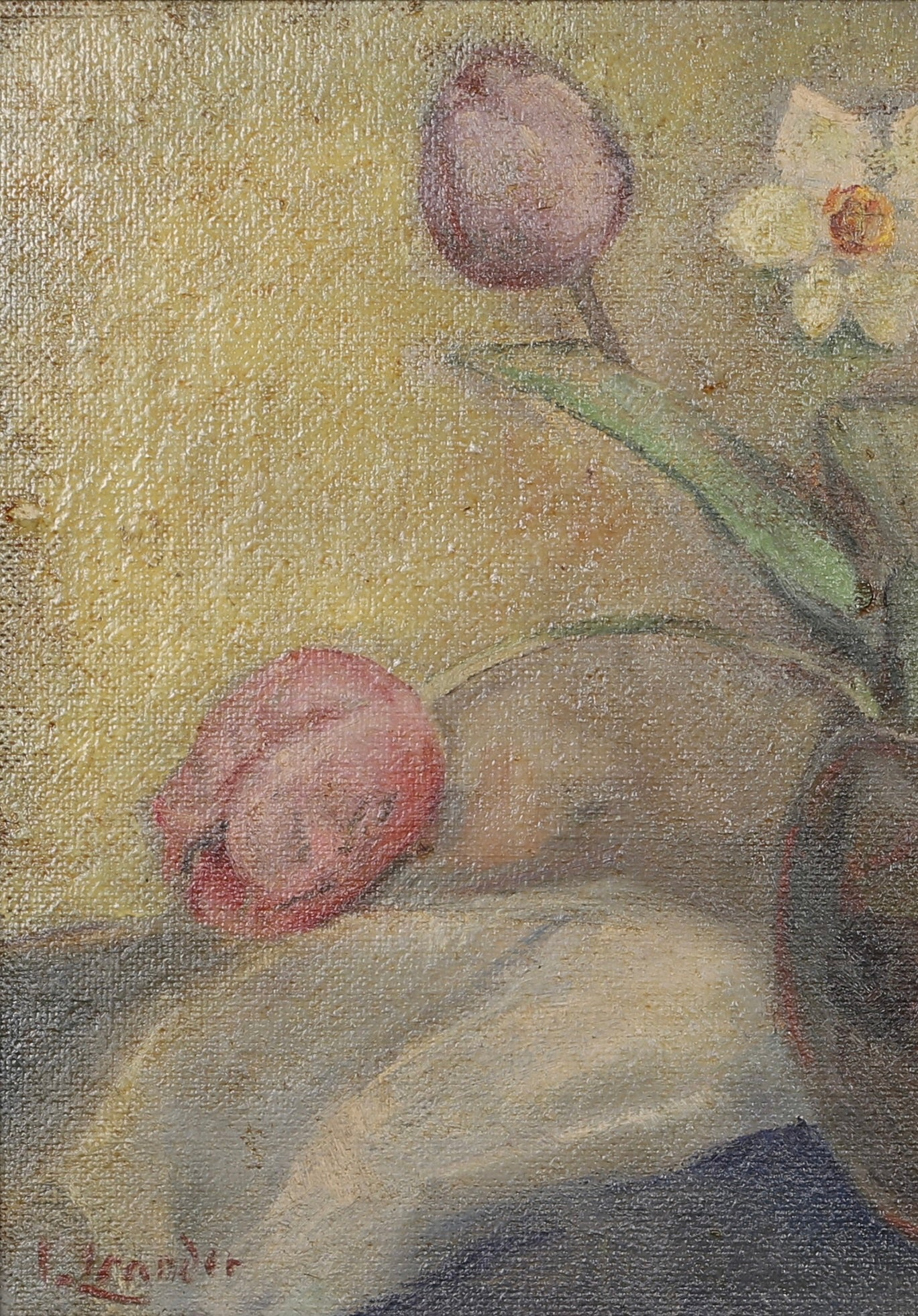 Vintage Art Original Still Life Oil Painting From Sweden