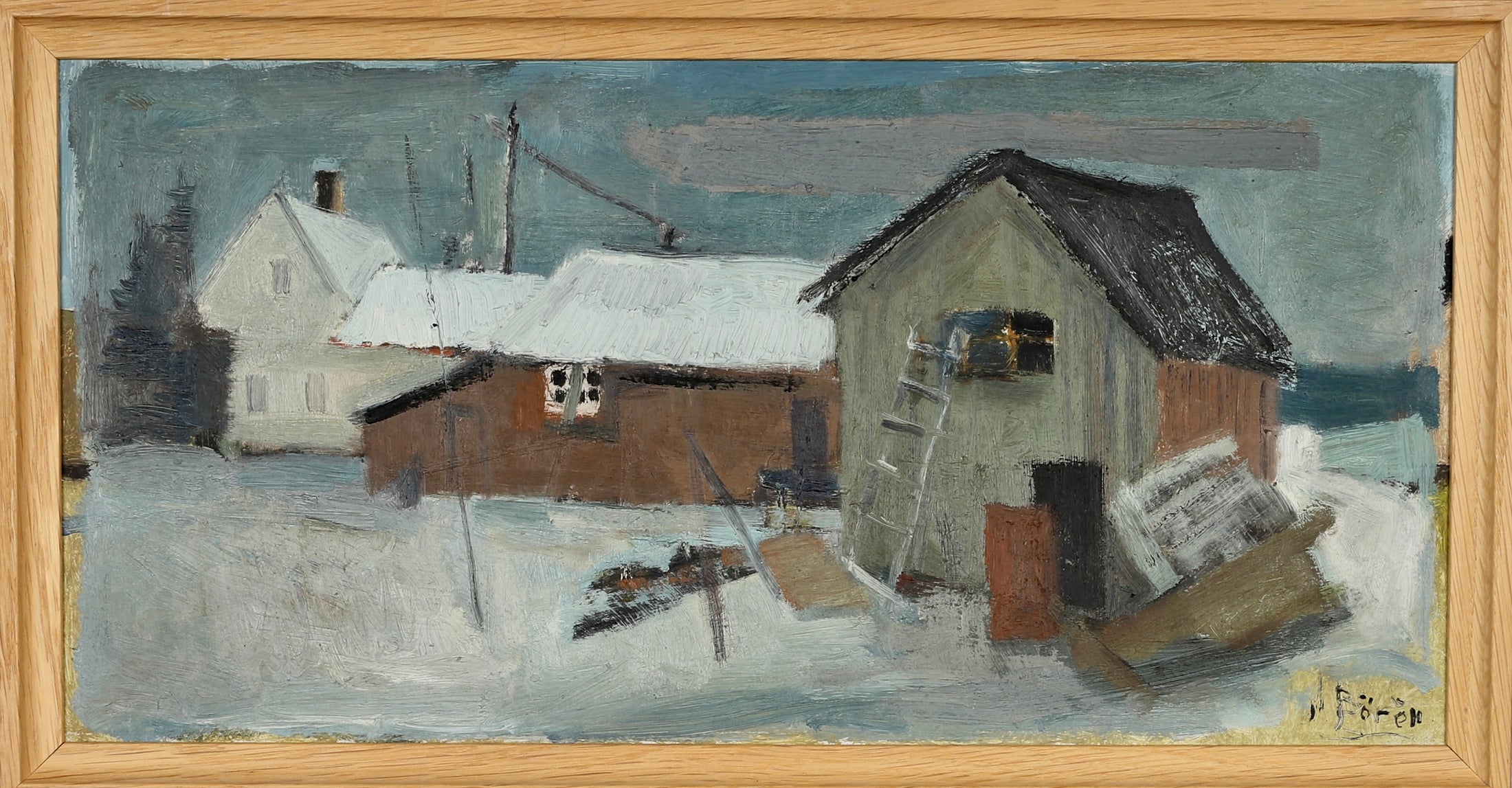 Vintage Seaside Oil Painting From Sweden by J Bören
