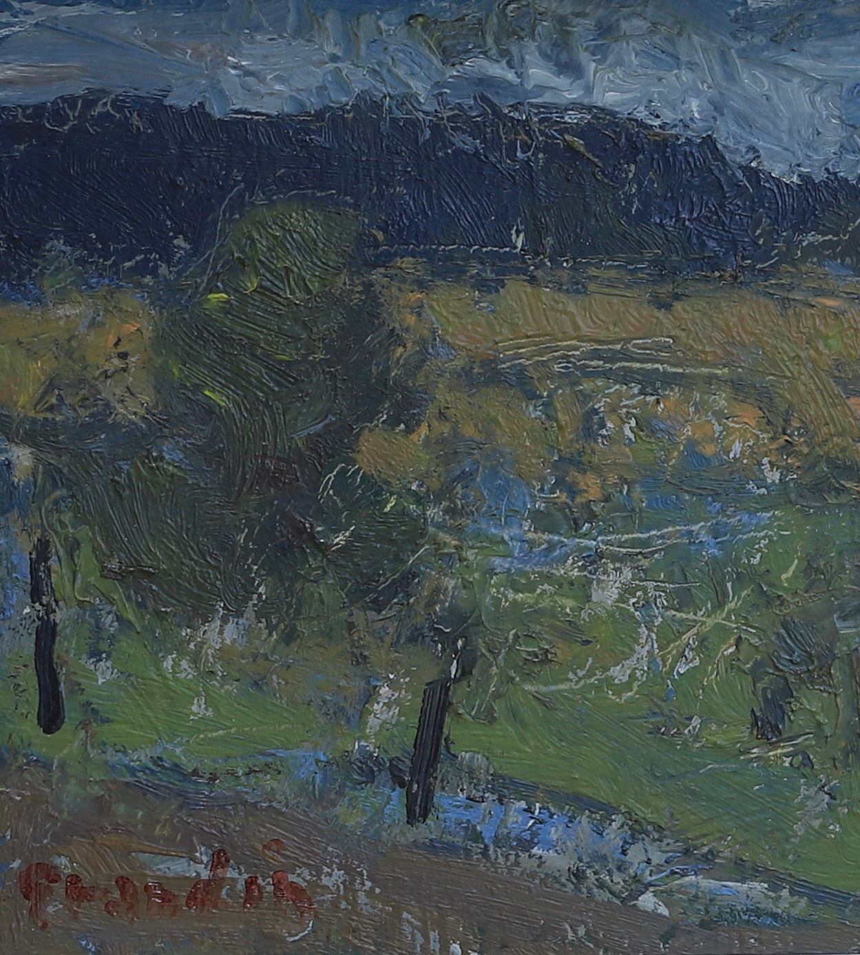 Vintage Landscape Oil Painting by Svän Grandin Sweden