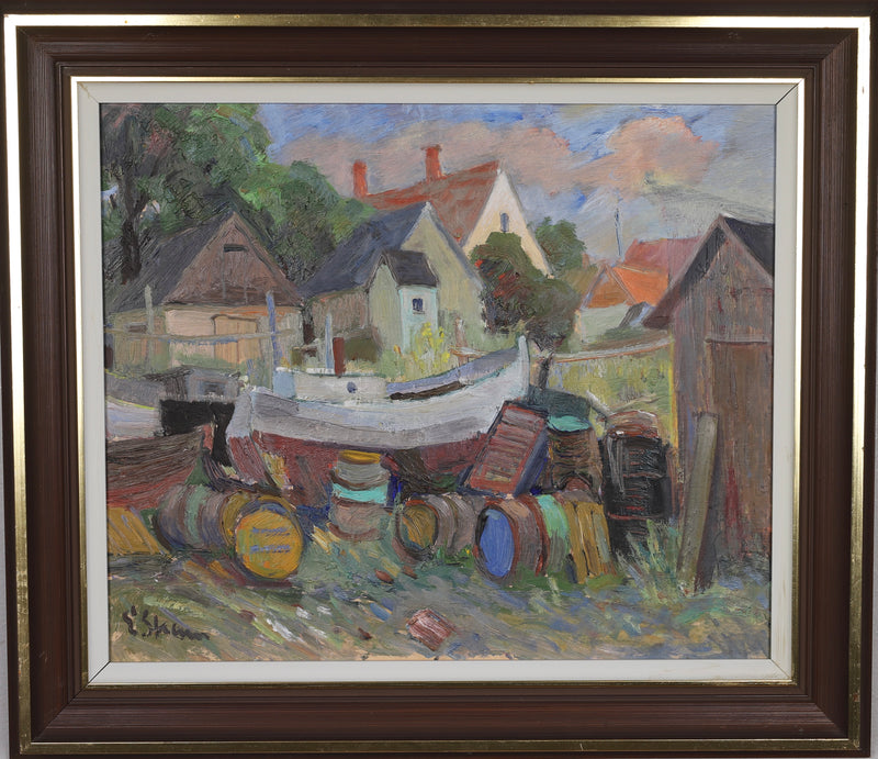 Mid Century Original Oil Painting From Sweden By E Skans