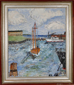 Mid Century Original Oil Painting From Sweden From 1958