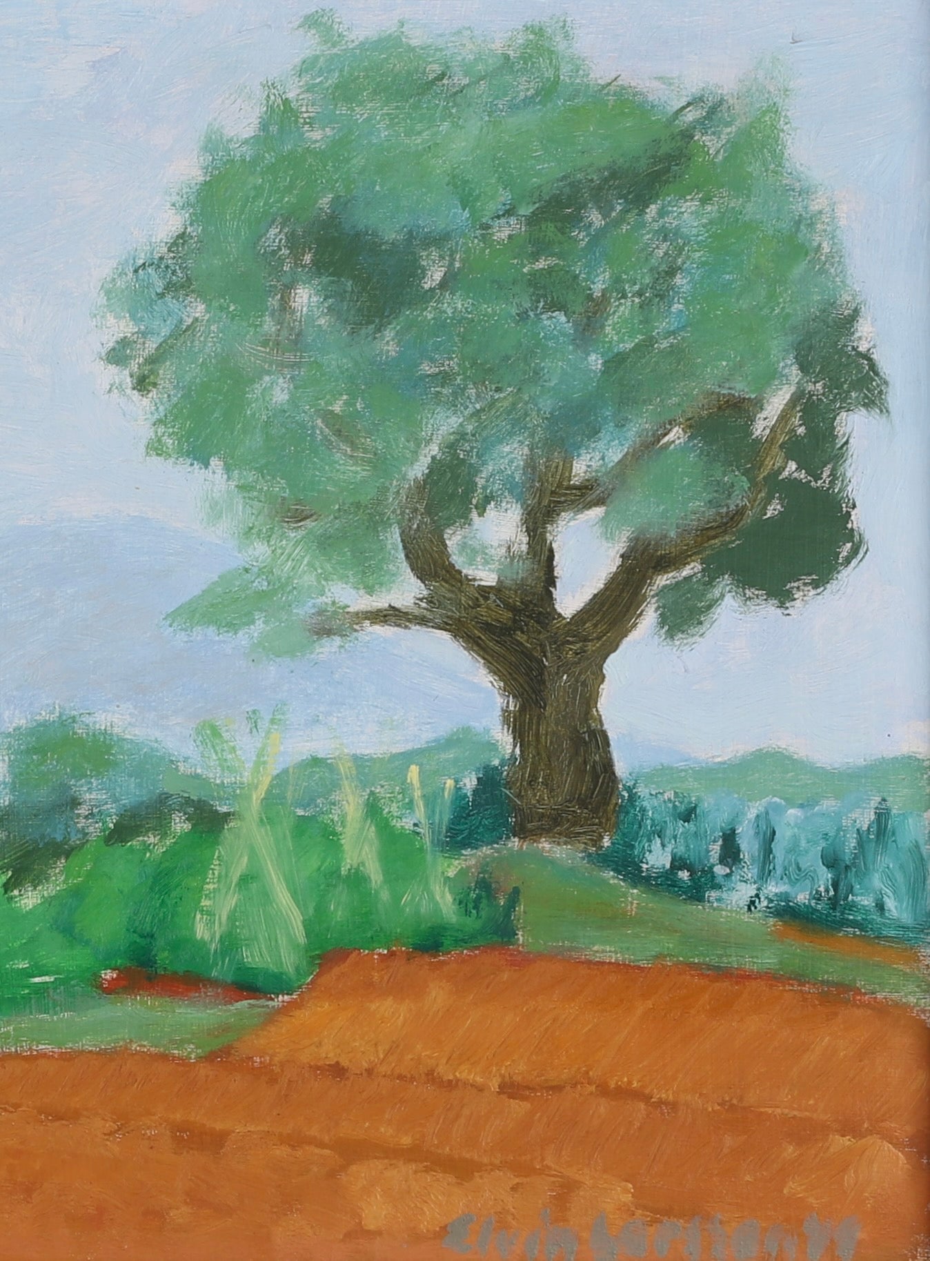 Vintage Mid Century Oil Painting by E Larsson from Sweden