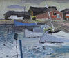 Vintage Oil Painting of Harbor From Sweden by John Bören