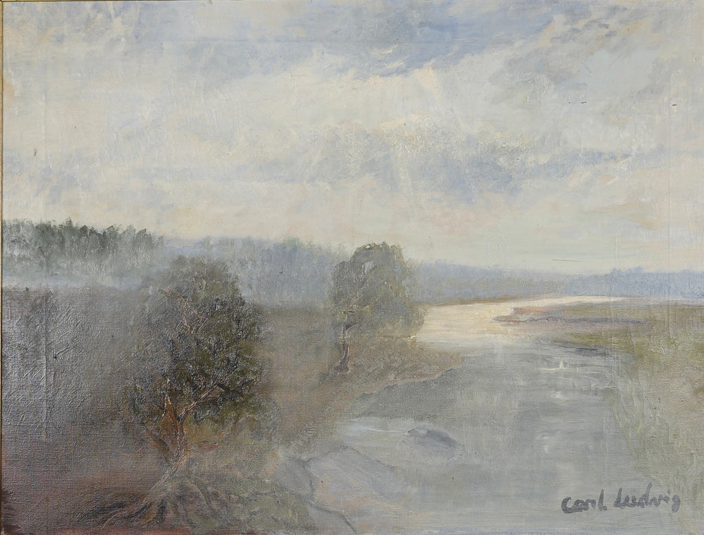 Mid Century Landscape Oil Painting From Sweden by Carl Ludwig