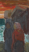 Vintage Mid Century Expressionist Oil Painting Signed Emland from Sweden