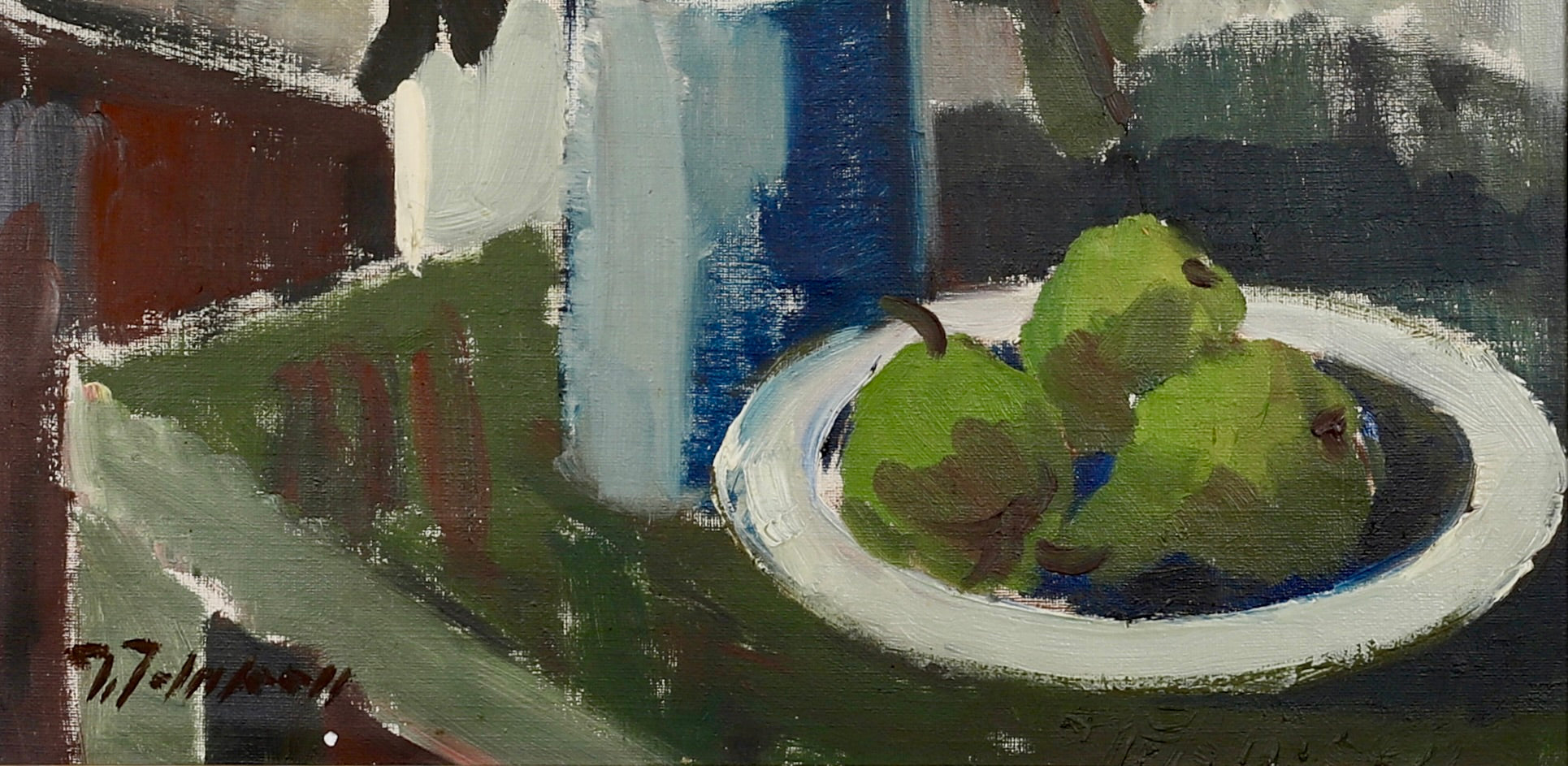 Original Vintage Art Still Life Oil Painting from Sweden