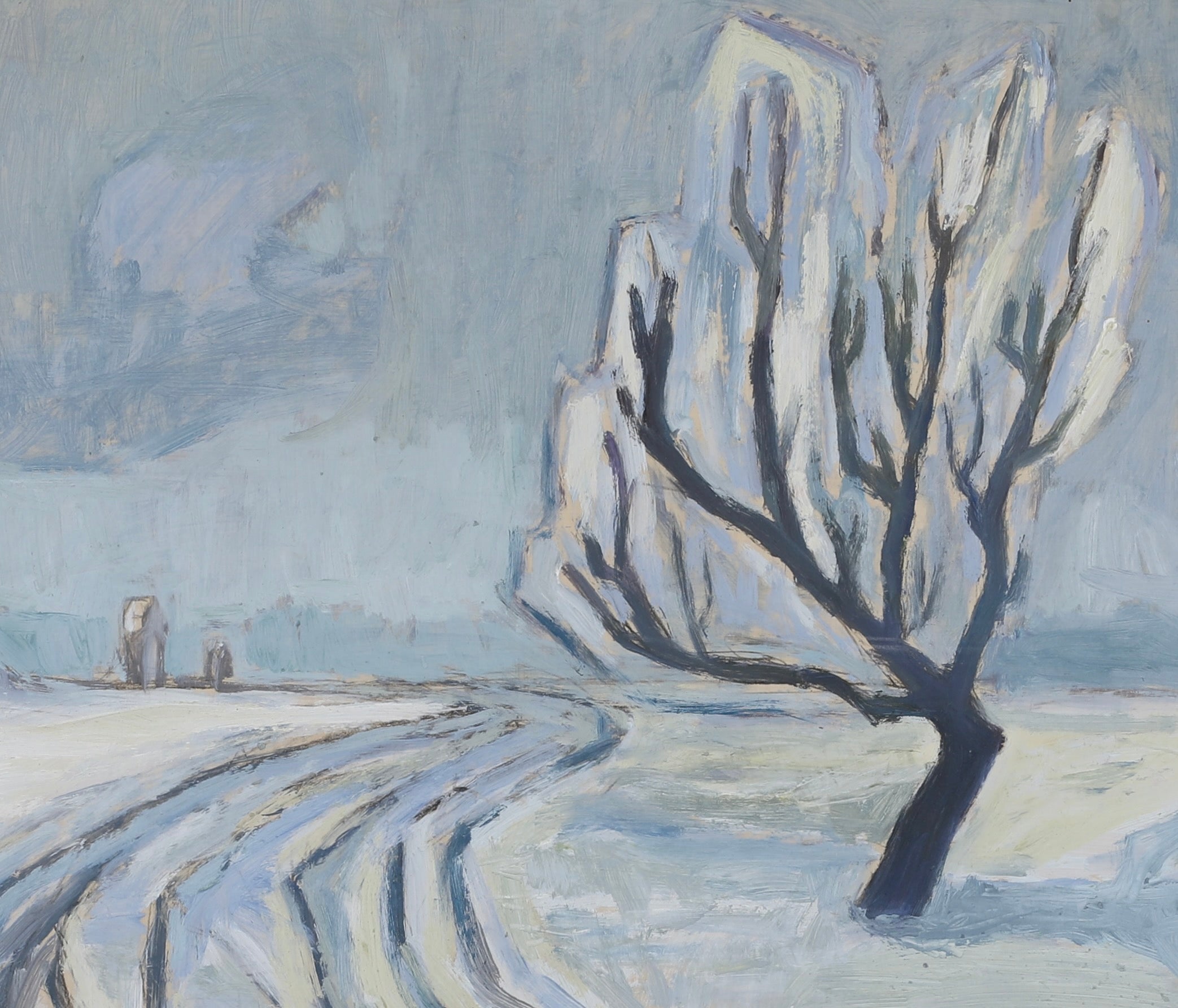 Mid Century Winterscape Oil Painting By E Hybbinette Sweden