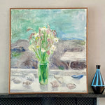 Mid Century Original Still Life Oil Painting By L Santesson-Carlsson Sweden