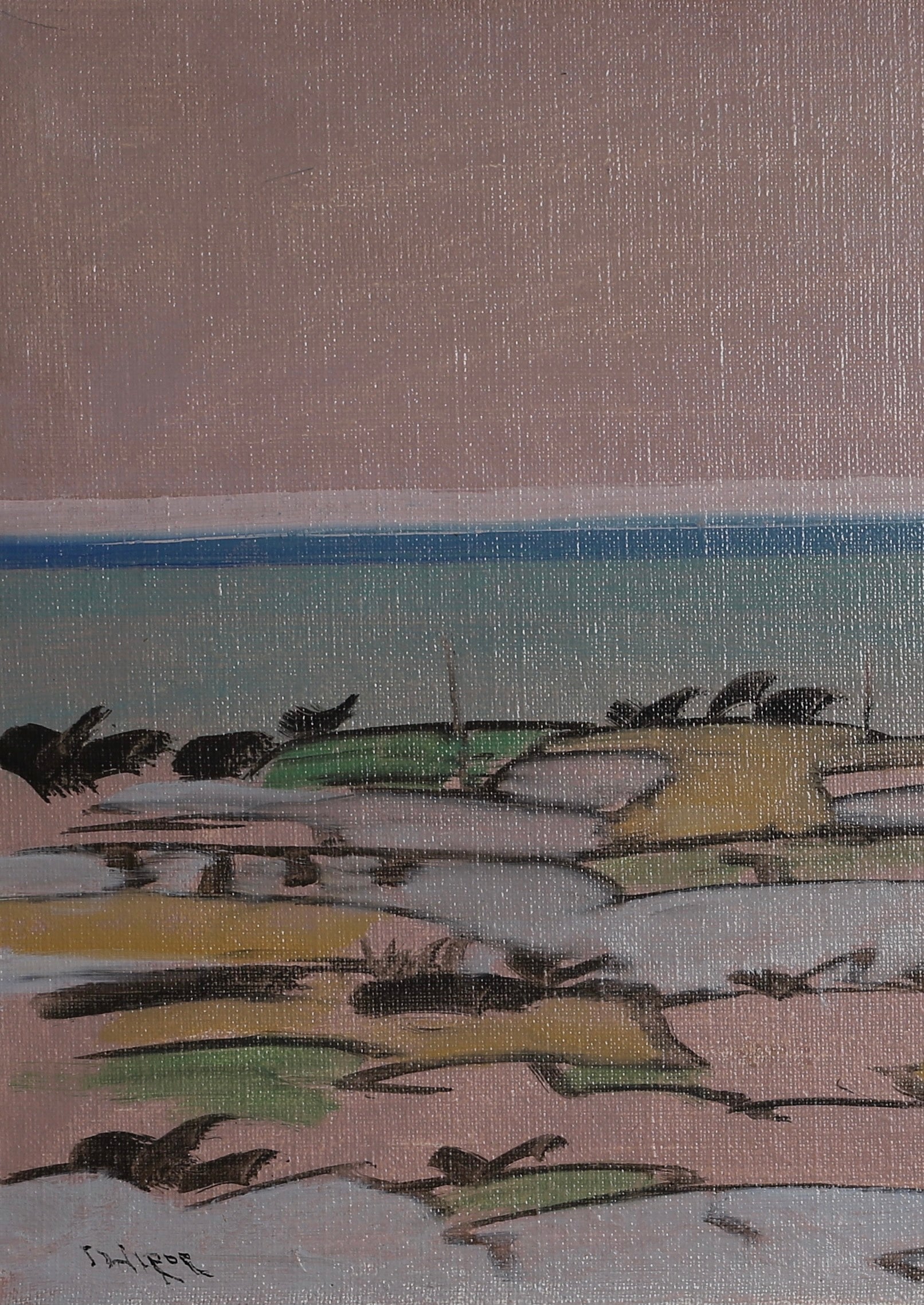 Vintage Mid Century Seascape Oil Painting By I Wiede Sweden
