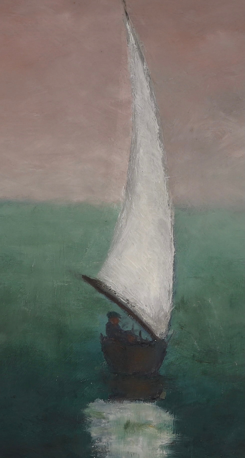 Mid Century Original Sailboat Oil Painting From Sweden