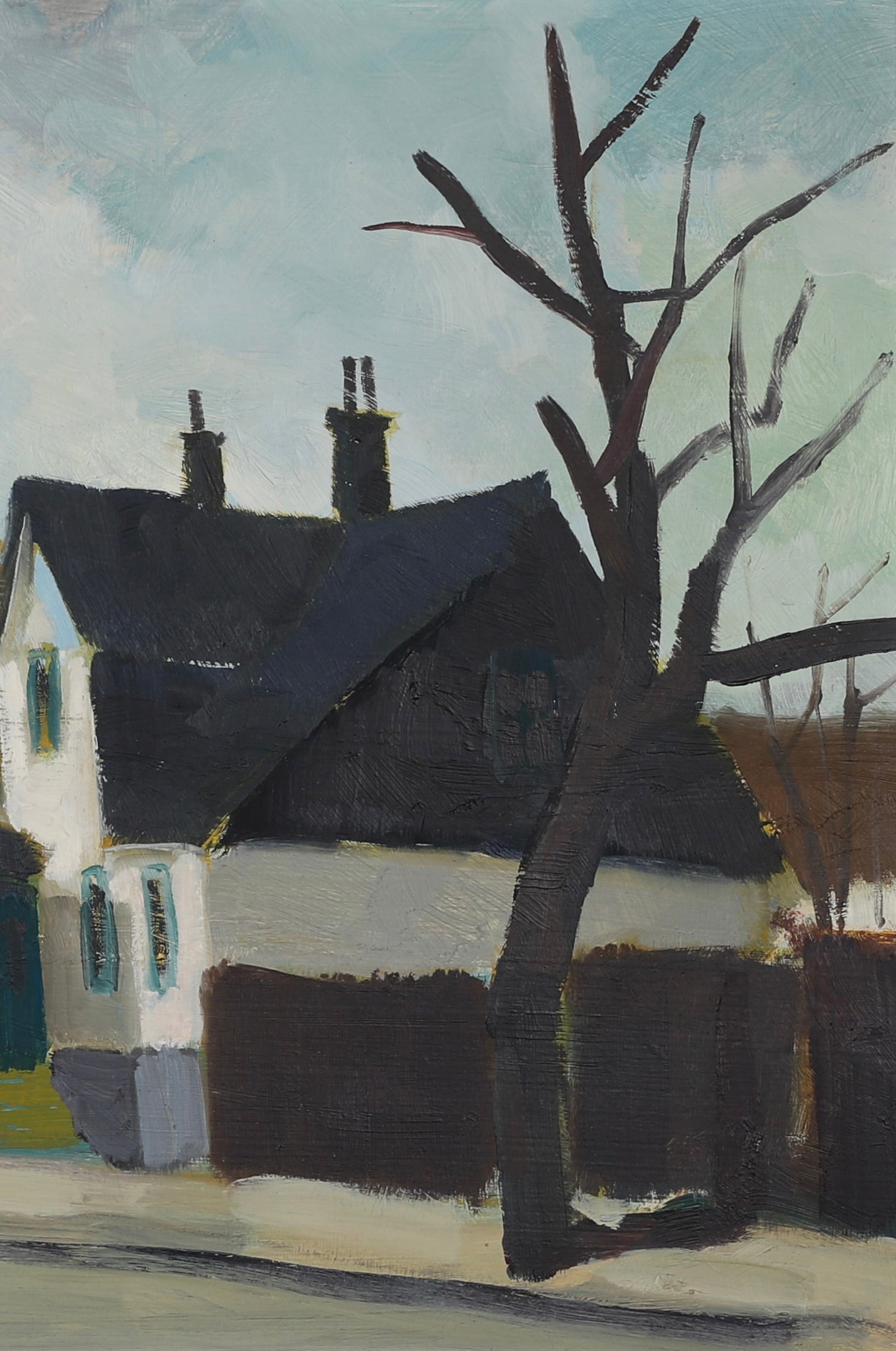 Mid Century Original Cityscape Oil Painting From Sweden