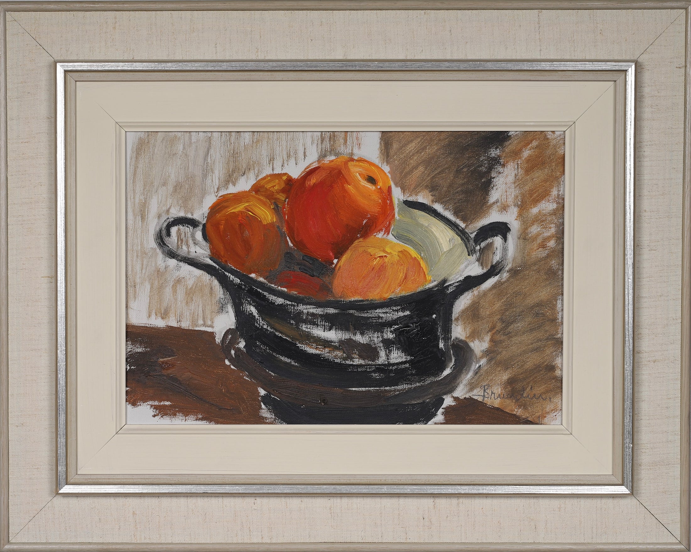 Mid Century Still Life Oil Painting By H Brundin Sweden