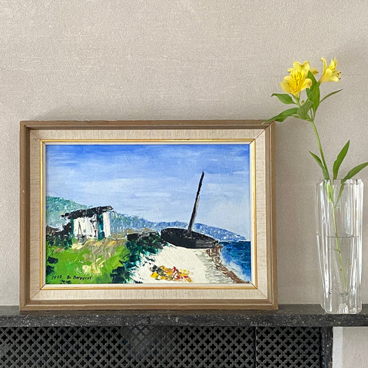 Mid Century Seascape Oil Painting By B Bergquist Sweden