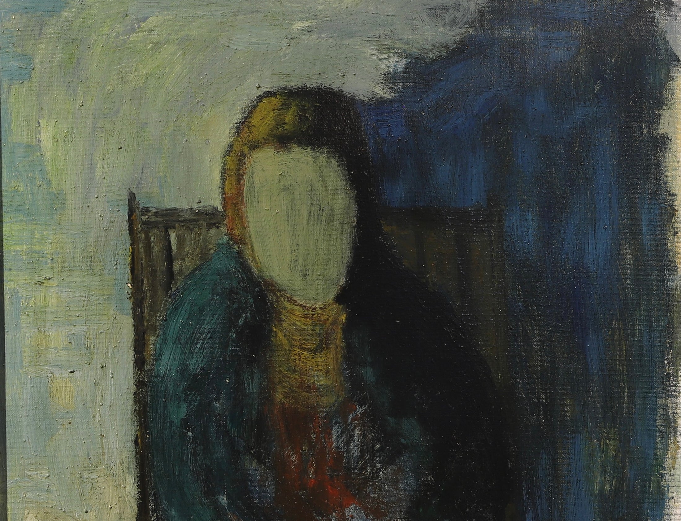 Mid Century Original Portrait Oil Painting From Sweden by K Christensen