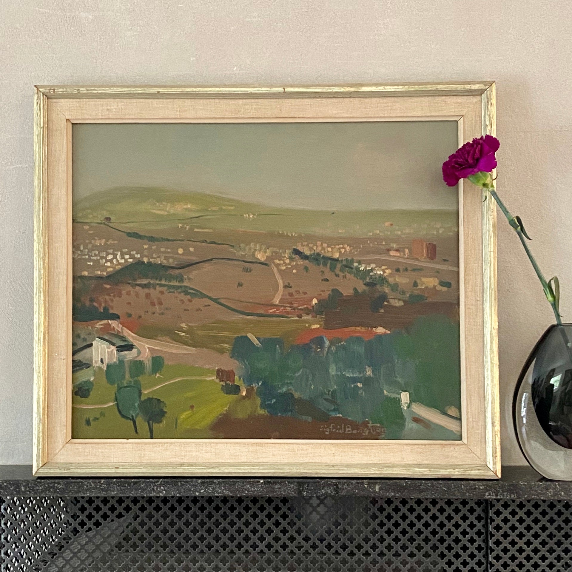 Vintage Landscape Oil Painting from Sweden 1955