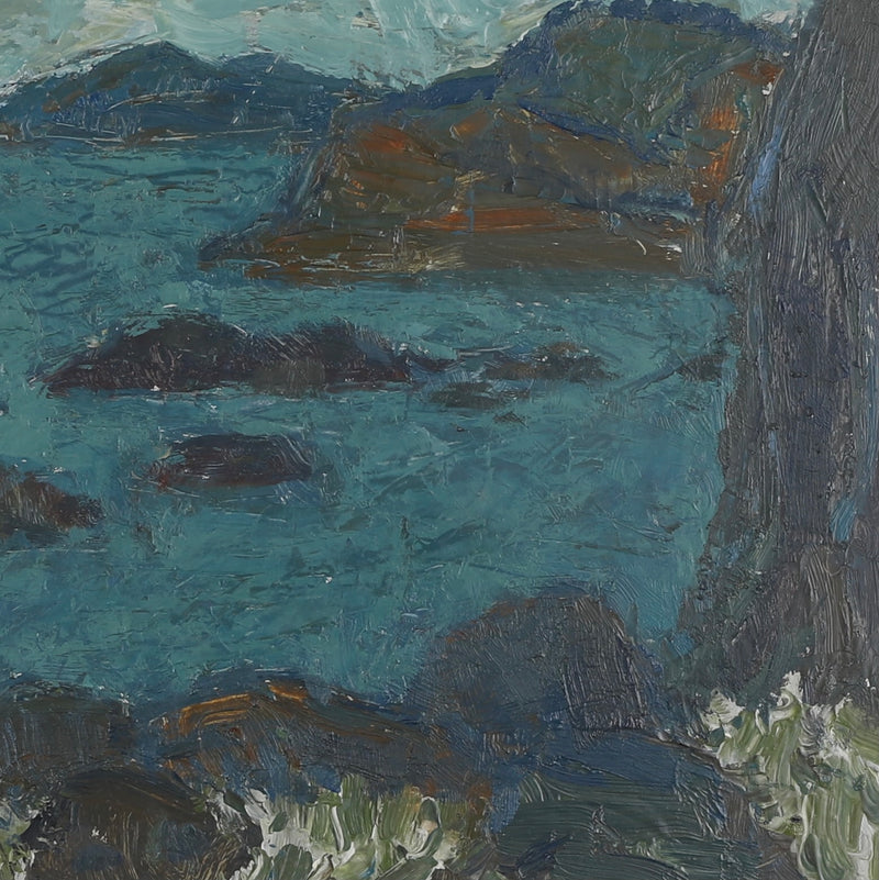 Mid Century Coastal Oil Painting By S Grandin Sweden