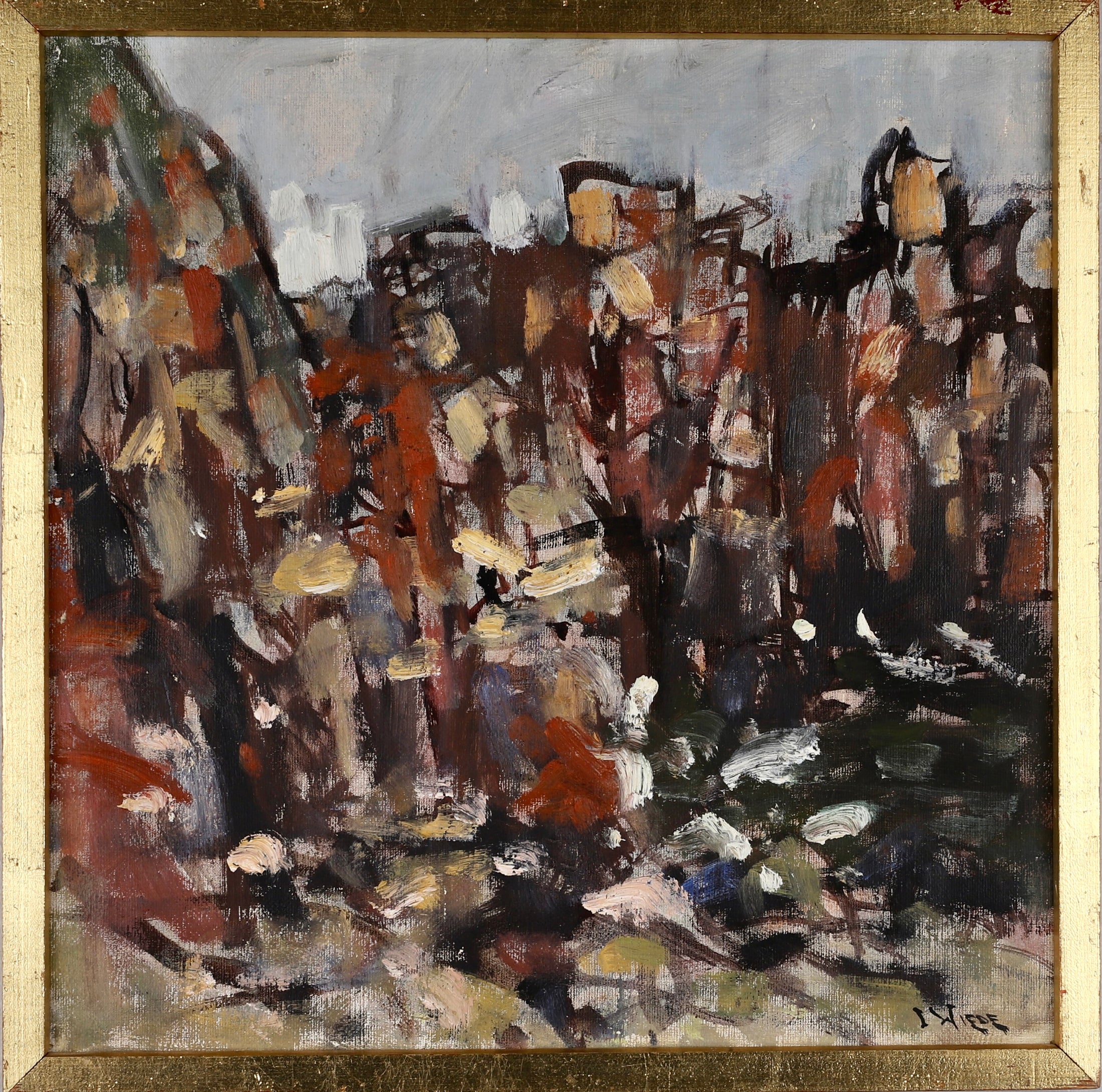 Vintage Mid Century Landscape Oil Painting By I Wiede Sweden